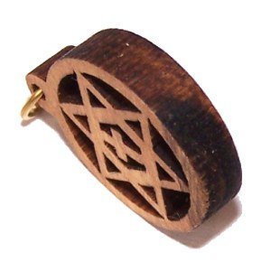 Olive wood Star and Cross Pendant (2cm or 0.8" diameter)