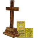 Holy Land Market Olive Wood Standing Altar Cross – Hand-Carved in Bethlehem by Christian Artisans – Tabletop Crucifix with Certificate of Authenticity & Prayer Card – Genuine Holy Land Olive Wood