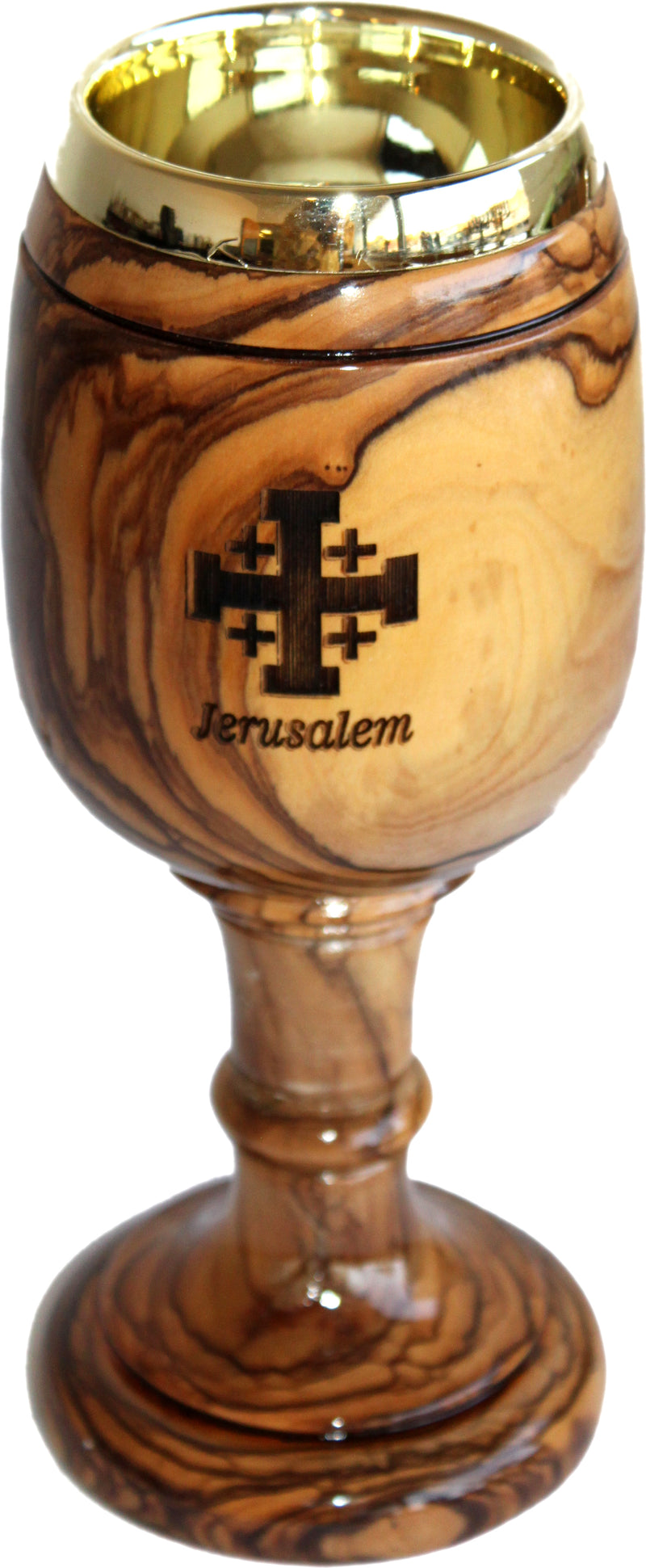 Holy Land Market Goblet - Chalice Carved with Last Supper - Dark Olive Wood (8.5 Inches Large) - Deep (4.5 Ounces Capacity Capacity)