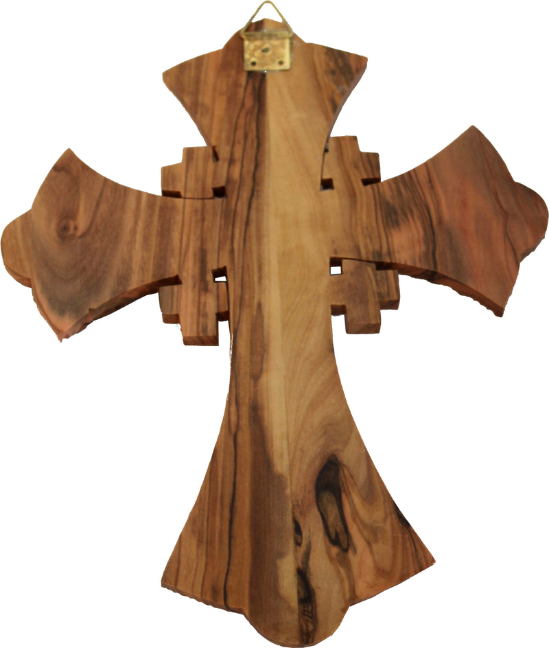 Two layers of olivewood Crucifix with Holy Land samples - Essences