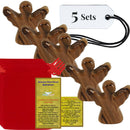 Holy Land Market Hand-Carved Olive Wood Guardian Angel from Bethlehem, 2.5 Inch Religious Figurine with Red Velvet Pouch and Certificate of Authenticity