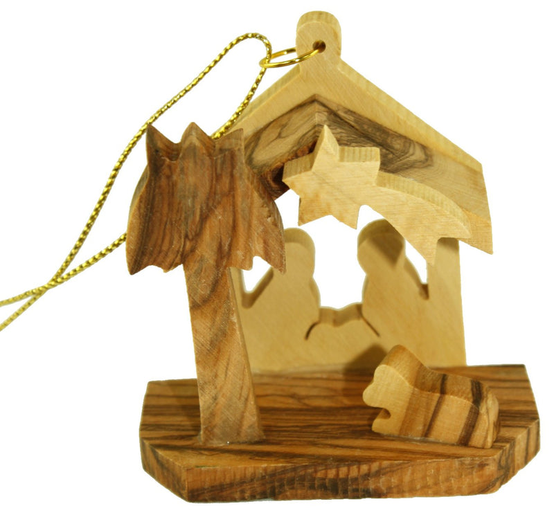 Holy Land Market Olive Wood Small Nativity Ornament (2.6" H)