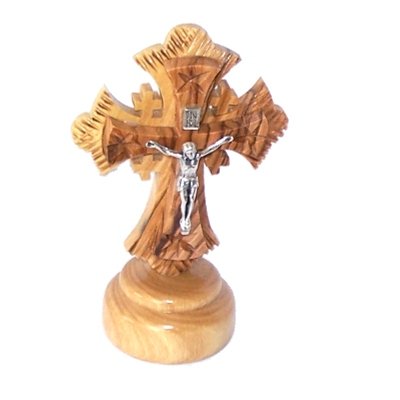 Small quality table two layers Crucifix - Olive wood