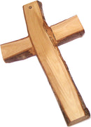 Holy Land Market Rugged with Rustic/bark Edges Olive Wood Cross/Crucifix from Bethlehem - Large