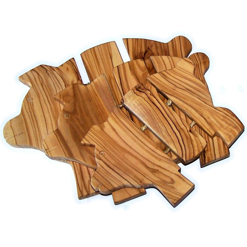 Pigs/Hogs Trivets Set - Hand Carved Olive Wood Trivet Set for Hot Plate - Asfour Outlet Special (6.5, 8 and 9 Inches)