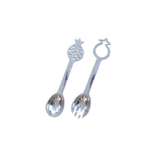 Yair Emanuel Aluminum Spoon and Fork Set in Pomegranate Design