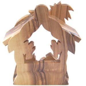 Olive Wood Nativity Scene with Angels
