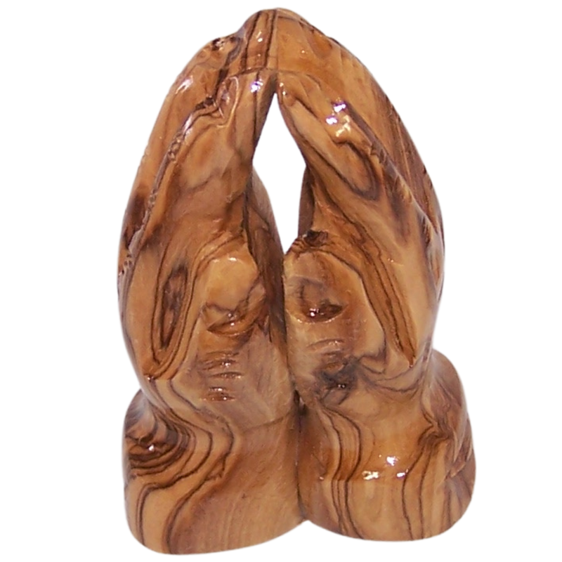 Holy Land Market Olivewood Praying Hands (6 cm or 2.5 Inch) - Small Hands