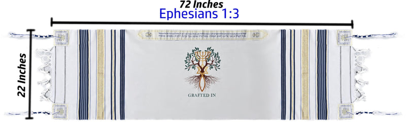 Holy Land Market Grafted IN - Messianic Christian Prayer Shawl/Tallit Prayer Shawl - Creation and Restoration Talit
