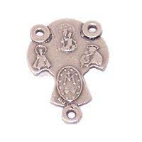 Multiple Medals or Images Cross Center - Pewter Rosary Triangle (2cm - 0.8 in.