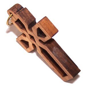 Olive wood Celtic Cross Laser Pendant (6cm or 2.36" long )