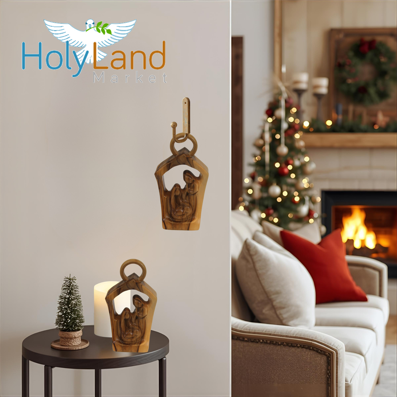 Wood Nativity Set - Holy Family modern style (14.5 high x10 cm or 5.7x3.93")