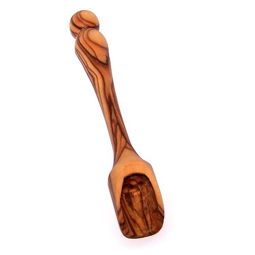 Handcrafted Olive Wood Salt Spoon or Scoop/Shovel - Small and Long (Length 4.8 Inches Long) - Asfour Outlet Trademark