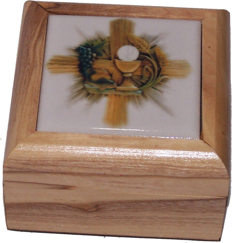 Holy Land Market First Communion Box - Rosary Box - Bethlehem Olive Wood