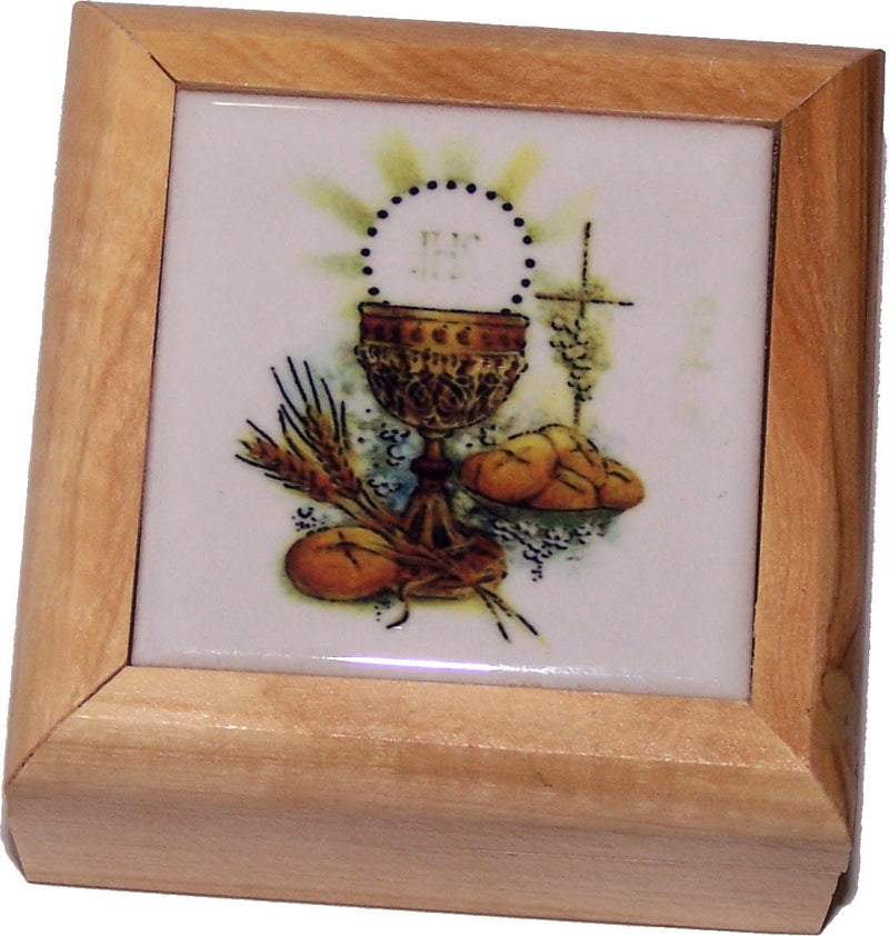 Holy Land Market First Communion Box - Rosary Box - Bethlehem Olive Wood