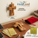 Cruz Tau de madera de olivo grande y gruesa tallada a mano del Mercado de Tierra Santa - Colgante (16 cm o 6.5 pulgadas) con certificado
