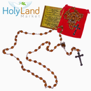 Holy Land Market Olive Wood Rosary with Soil from Bethlehem - with certificate and velvet bag