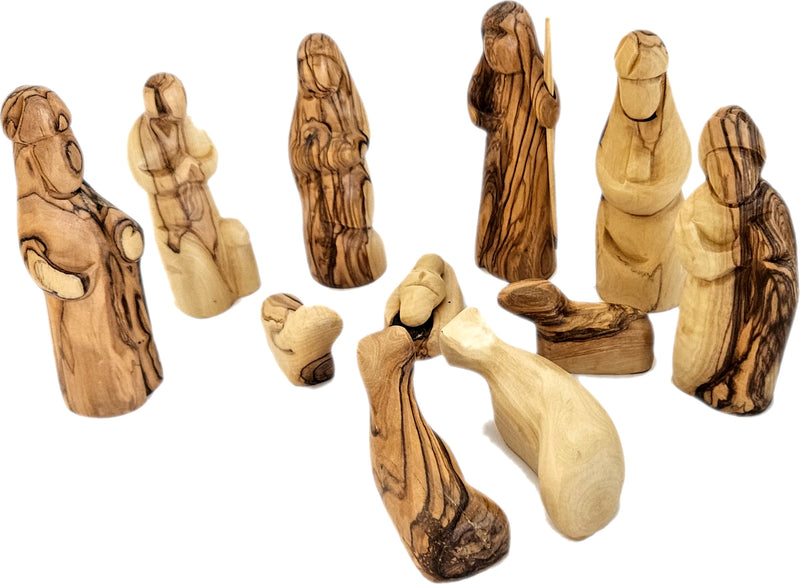 Holy Land Market Traditional Bethlehem Olive Wood Nativity Set Large