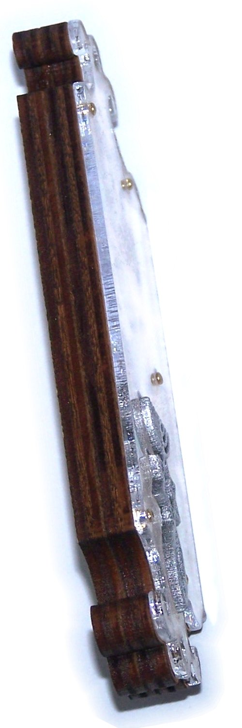 Wooden Messianic Seal Mezuzah case with Messianic Seal - 5 Inch with Scroll and Jerusalem Stones