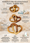 Corazones entrelazados de Madera de Olivo – Hecho a Mano en Belén por Artesanos Cristianos | Símbolo de Amor Eterno, Unidad y Fe | Regalo Perfecto para Bodas, Aniversarios o San Valentín (2.25 Pulgadas)