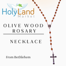 Holy Land Market Olive Wood Rosary with Soil from Bethlehem - with certificate and velvet bag