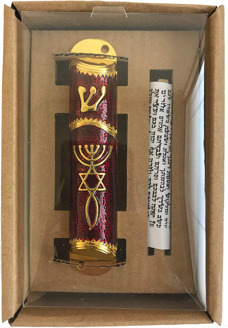 Holy Land Market Messianic Seal Mezuzah case - 4.1 Inch with Scroll Included