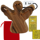 Holy Land Market Hand-Carved Olive Wood Guardian Angel from Bethlehem, 2.5 Inch Religious Figurine with Red Velvet Pouch and Certificate of Authenticity