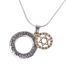 Shema Israel loop with Star of David and stones necklace with long chain by Holy Land Market