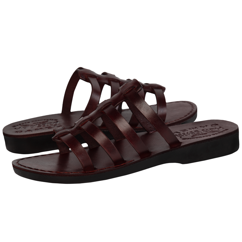 Holy Land Market Unisex Adults/Children Genuine Leather Biblical Sandals/Flip Flops/Slides/Slippers (Jesus - Yashua) Mariam Style I