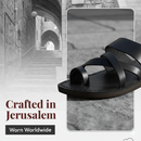 Sandalias/Deslizadores de Cuero de Jesús Bíblico para Hombres/Mujeres de Jerusalén (Negro de Belén)