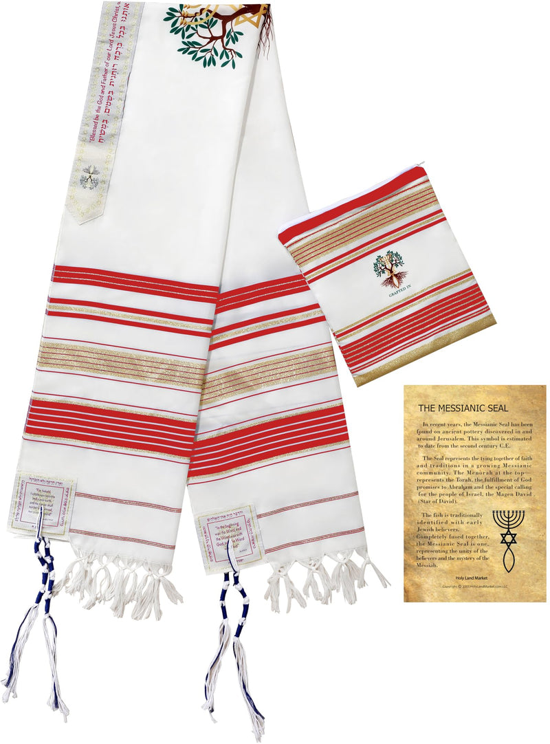 Holy Land Market Grafted IN - Messianic Christian Prayer Shawl/Tallit Prayer Shawl - Creation and Restoration Talit (Black)