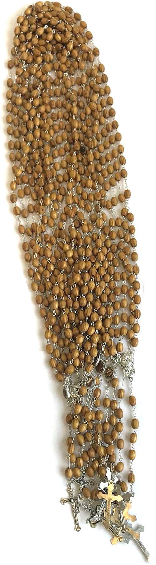 Holy Land Market Dozen Rosaries from Bethlehem with Certificates and Velvet Bags