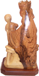 Estatua de la Virgen María Madre de la Palabra de Dios, Reina de los Cielos de madera de olivo (13 pulgadas)