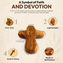 Cruz de confort/sosten de Tierra Santa también conocida como cruz de palma o de mano con bolsa de terciopelo y dos certificados (4 pulgadas) (2 cruces)