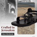 Holy Land Market Men/Women Biblical Jesus Leather Sandals/Slides From Jerusalem (Black Style II)