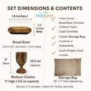 Holy Land Market 2 Medium Olive Wood Communion Cups & Plate Set Kiddush - Communion Set Hand-Carved in Bethlehem – for Church Worship, Pastors & Ministries
