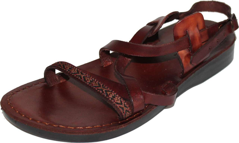 Sandalias/deslizadores de cuero/bordadas de Jesús bíblico para hombres/mujeres del Mercado de Tierra Santa de Jerusalén (Estilo Moisés)