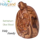 Holy Land Market Hand-Carved Olive Wood Holy Family Statue – Holy Family Nativity Scene from Bethlehem – 3.75” Christmas Decor for Home or Church with Nativity Story Booklet, Certificate & Prayer Card