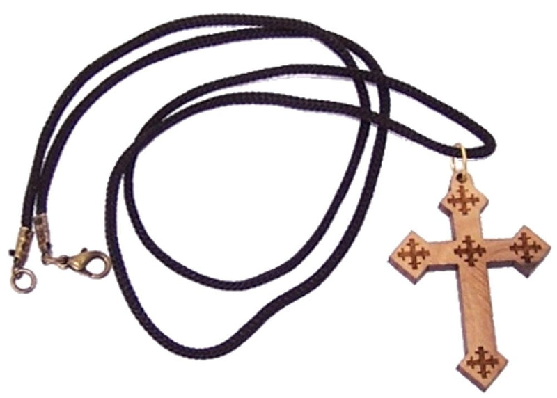 Coptic Cross Style II - olive wood necklace, necklace is 60cm long - 23.5 inches )