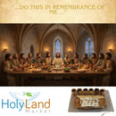 Holy Land Market Meal That Heals Olive Wood Communion Set - Six Cups and one Large Bread Plate