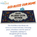 Holy Land Market God Bless Our Home Painted Tile from Jerusalem - 6x3 Inches - Asfour Outlet Trademark