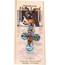 Eastern style Olive wood Crucifix with Mother of Pearls with Certificate (60cm / 23.5 inches, Cross is 5cm or 2 inches)