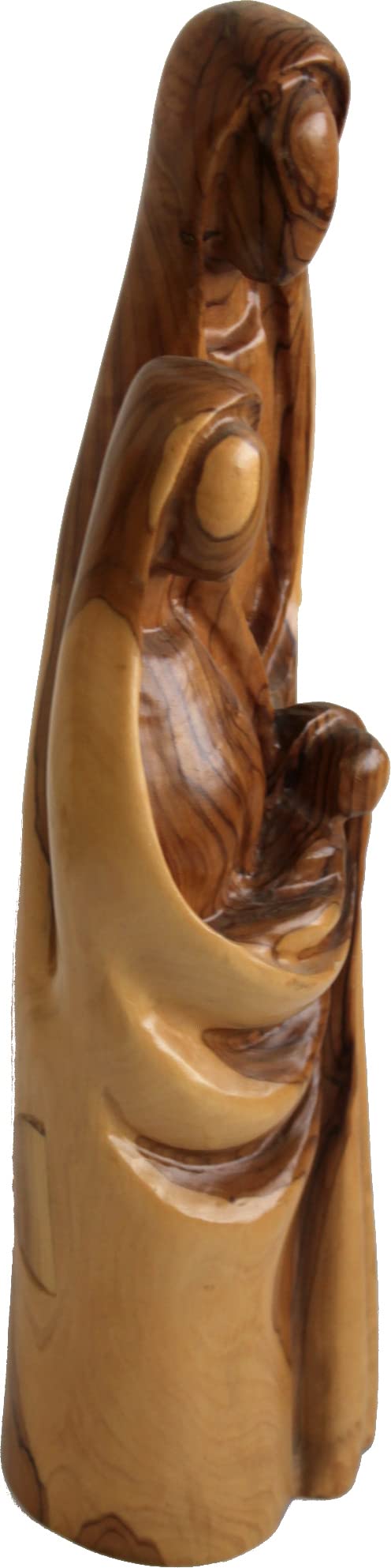 Holy Land Market Olive Wood Holy Family Statue - Abstract Modern Carving (13 Inches Large)