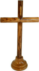 Holy Land Market Olive Wood Smooth Round Sticks Bethlehem Cross - Modern Style ( 7.5 Inches )