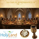 Holy Land Market 4.75in Olive Wood Communion Cup & 4" Bread Plate Set – Hand-Carved in Bethlehem – Includes Large Kiddush Goblet with Matching Tray for Church Worship, Pastors & Ministries
