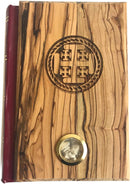 Biblia del Milenio cubierta de madera de olivo del Mercado de Tierra Santa con 'Piedras de Jerusalén' o incienso ~ Versión de la Reina Valera en letras rojas del Antiguo y Nuevo Testamento