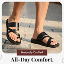 Holy Land Market Men/Women Biblical Jesus Leather Sandals/Slides From Jerusalem (Bethlehem Black)