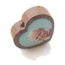 Medalla de madera de Juan Pablo II - corazón de esmalte (18x16mm -0.7x0.6")