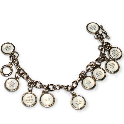 10 medals Bracelet showing Commandments - Silver ( 7cm or 2.8 inch in diameter ) - English