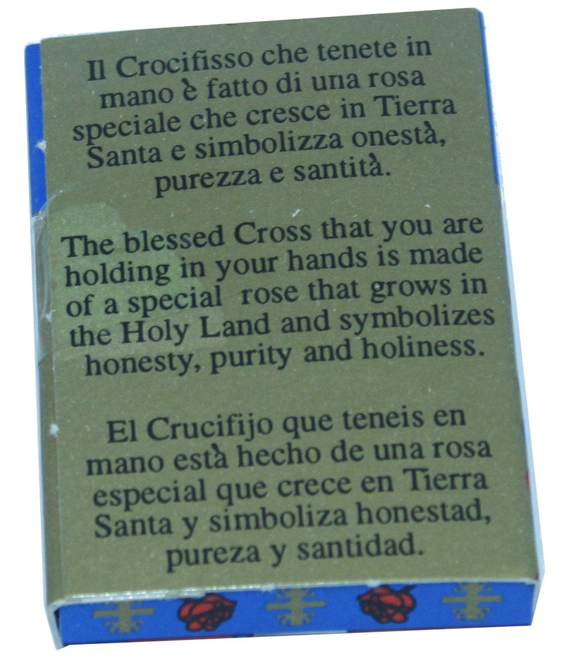 Holy Land Market 44x25 mm Rose petals/Aluminum crucifix - Rosary Cross necklace pendant (.